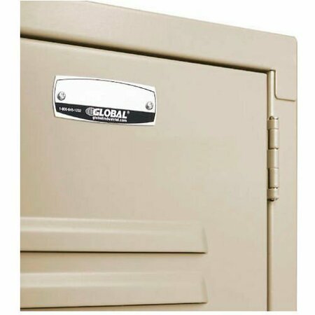 Global Industrial Double Tier Locker, 12x15x36, 6 Door Ready To Assemble, Tan 652047TN